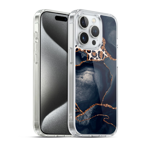 UtArt Wild Cat Marble Leopard Soft Gel Case for Apple iPhone 15 Pro & MagSafe