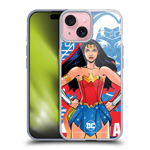 DC Women Core Compositions Wonder Woman Soft Gel Case for Apple iPhone 15