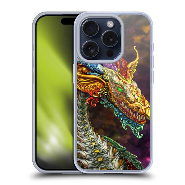 Myles Pinkney Mythical Silver Dragon Soft Gel Case for Apple iPhone 15 Pro