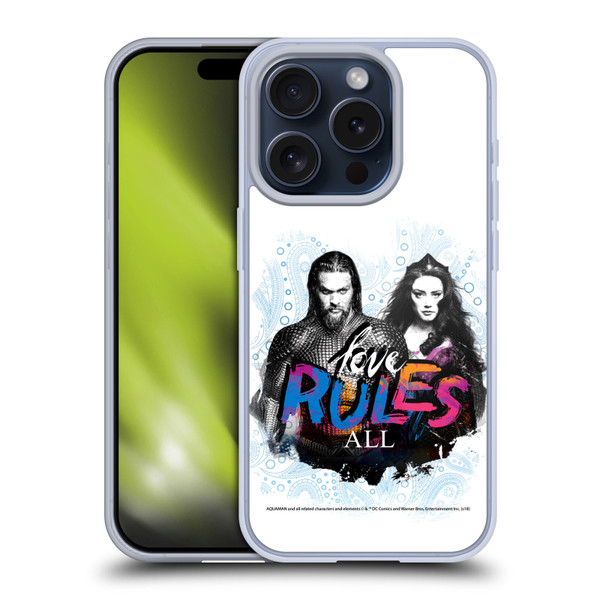 Aquaman Movie Graphics Love Rules All Soft Gel Case for Apple iPhone 15 Pro