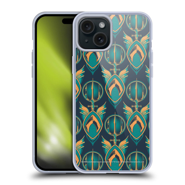 Aquaman Movie Logo Pattern Soft Gel Case for Apple iPhone 15 Plus