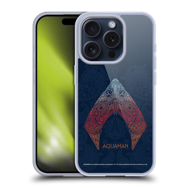 Aquaman Movie Logo Paisley Soft Gel Case for Apple iPhone 15 Pro
