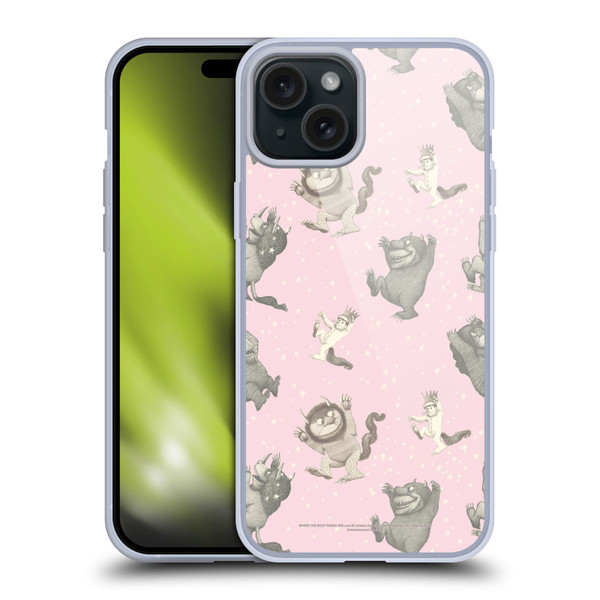 Where the Wild Things Are Literary Graphics Pink Pattern Soft Gel Case for Apple iPhone 15 Plus