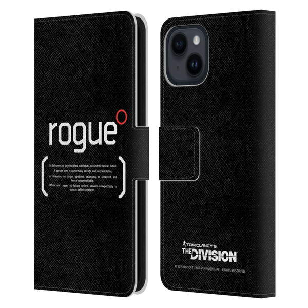 Tom Clancy's The Division Dark Zone Rouge 1 Leather Book Wallet Case Cover For Apple iPhone 15