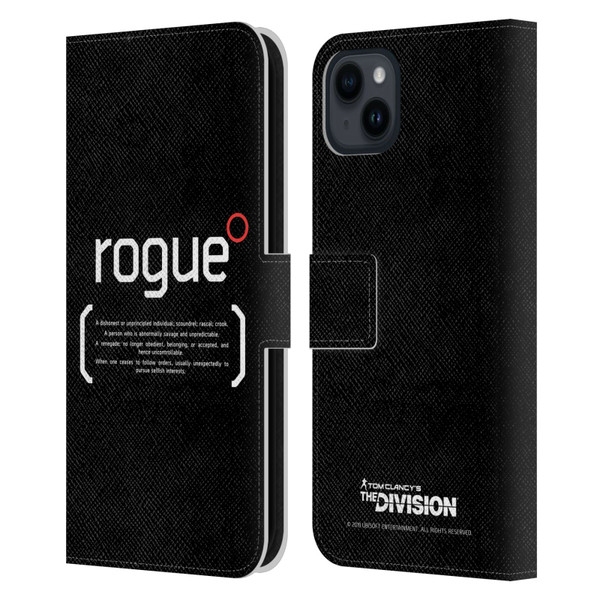 Tom Clancy's The Division Dark Zone Rouge 1 Leather Book Wallet Case Cover For Apple iPhone 15 Plus