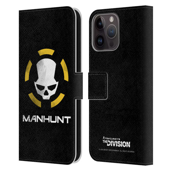 Tom Clancy's The Division Dark Zone Manhunt Logo Leather Book Wallet Case Cover For Apple iPhone 15 Pro Max