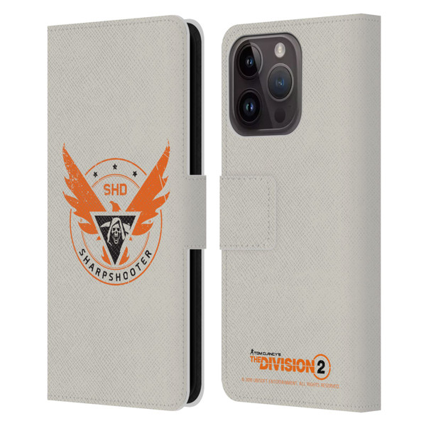 Tom Clancy's The Division 2 Logo Art Sharpshooter Leather Book Wallet Case Cover For Apple iPhone 15 Pro