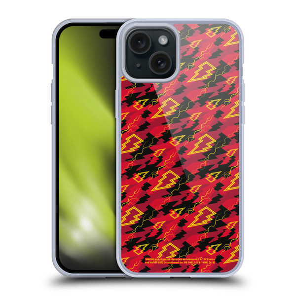Shazam! 2019 Movie Logos Pattern Soft Gel Case for Apple iPhone 15 Plus