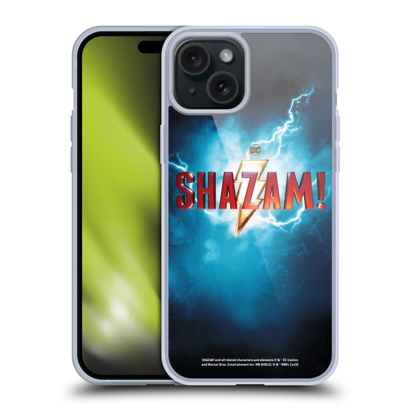 Shazam! 2019 Movie Logos Poster Soft Gel Case for Apple iPhone 15 Plus
