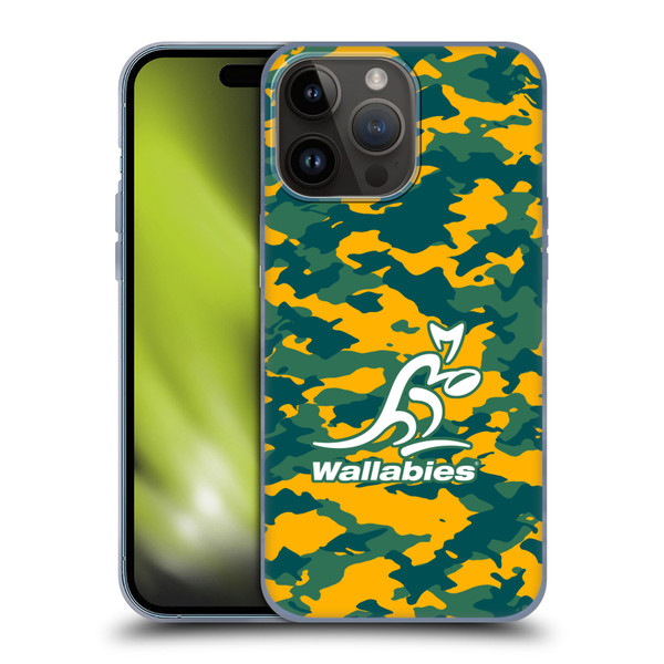 Australia National Rugby Union Team Crest Camouflage Soft Gel Case for Apple iPhone 15 Pro Max