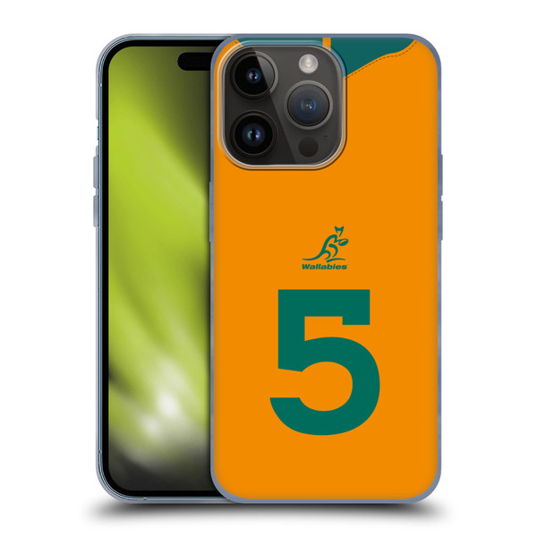 Australia National Rugby Union Team 2021/22 Players Jersey Position 5 Soft Gel Case for Apple iPhone 15 Pro