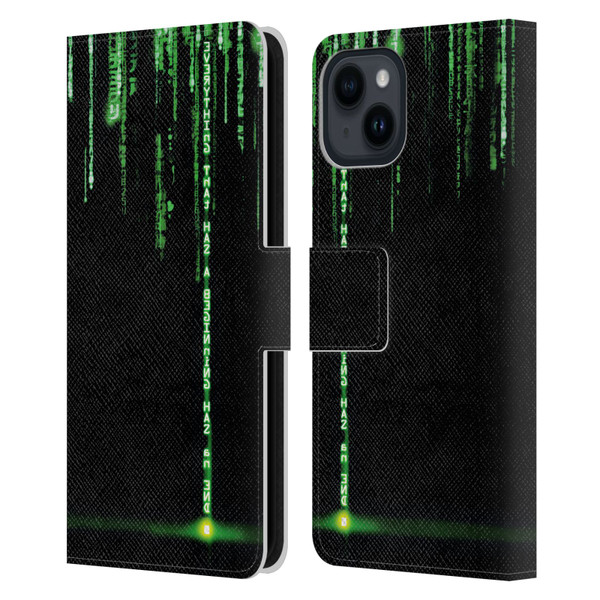 The Matrix Revolutions Key Art Everything That Has Beginning Leather Book Wallet Case Cover For Apple iPhone 15