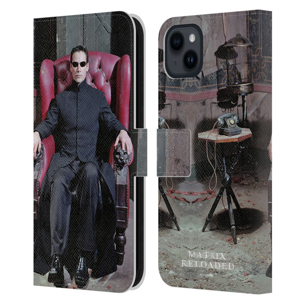 The Matrix Reloaded Key Art Neo 4 Leather Book Wallet Case Cover For Apple iPhone 15 Plus