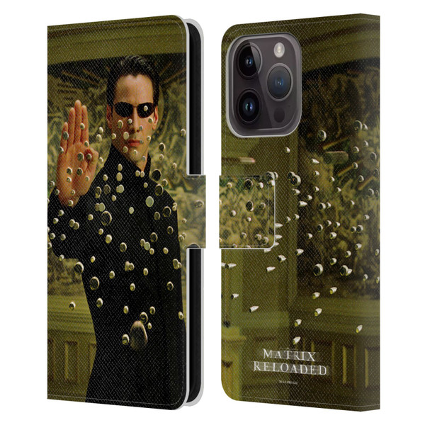 The Matrix Reloaded Key Art Neo 3 Leather Book Wallet Case Cover For Apple iPhone 15 Pro