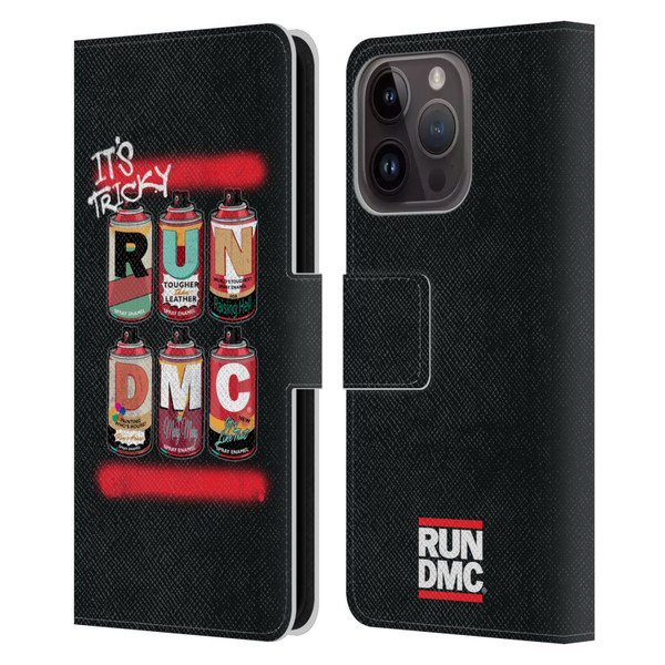 Run-D.M.C. Key Art Spray Cans Leather Book Wallet Case Cover For Apple iPhone 15 Pro