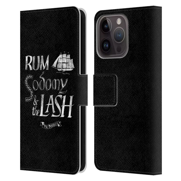The Pogues Graphics Rum Sodony & The Lash Leather Book Wallet Case Cover For Apple iPhone 15 Pro