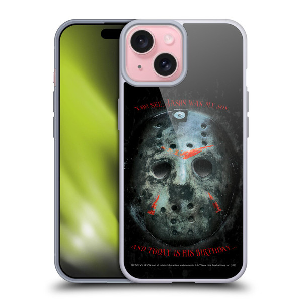 Freddy VS. Jason Graphics Jason's Birthday Soft Gel Case for Apple iPhone 15