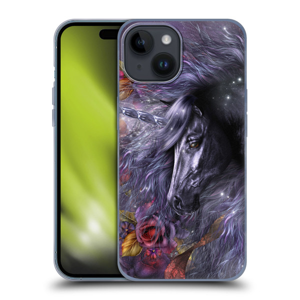 Laurie Prindle Fantasy Horse Blue Rose Unicorn Soft Gel Case for Apple iPhone 15