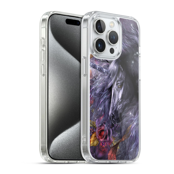 Laurie Prindle Fantasy Horse Blue Rose Unicorn Soft Gel Case for Apple iPhone 15 Pro & MagSafe