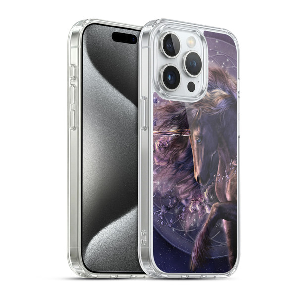 Laurie Prindle Fantasy Horse Chimera Black Rose Unicorn Soft Gel Case for Apple iPhone 15 Pro & MagSafe