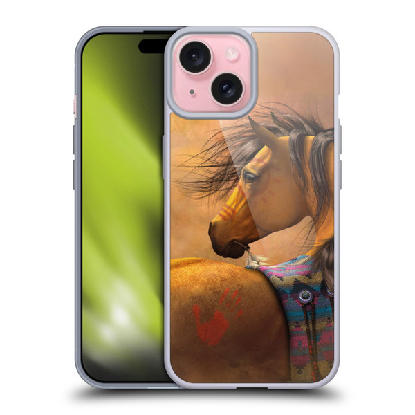 Laurie Prindle Western Stallion Kiowa Gold Soft Gel Case for Apple iPhone 15
