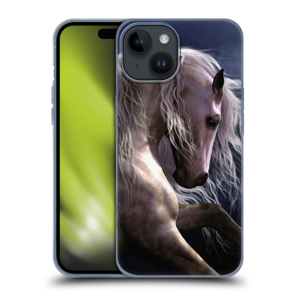 Laurie Prindle Western Stallion Night Silver Ghost II Soft Gel Case for Apple iPhone 15