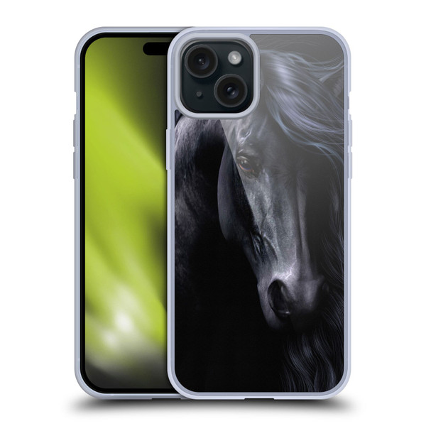 Laurie Prindle Western Stallion The Black Soft Gel Case for Apple iPhone 15 Plus