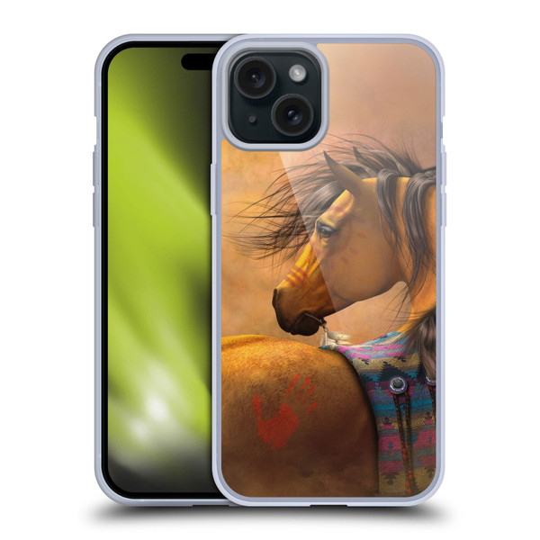 Laurie Prindle Western Stallion Kiowa Gold Soft Gel Case for Apple iPhone 15 Plus