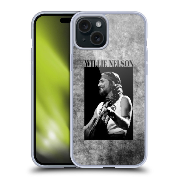 Willie Nelson Grunge Black And White Soft Gel Case for Apple iPhone 15 Plus