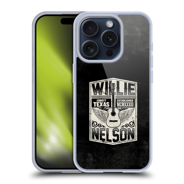Willie Nelson Grunge Flying Guitar Soft Gel Case for Apple iPhone 15 Pro