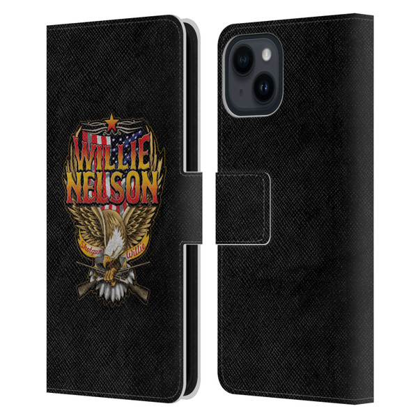 Willie Nelson Grunge Eagle Leather Book Wallet Case Cover For Apple iPhone 15