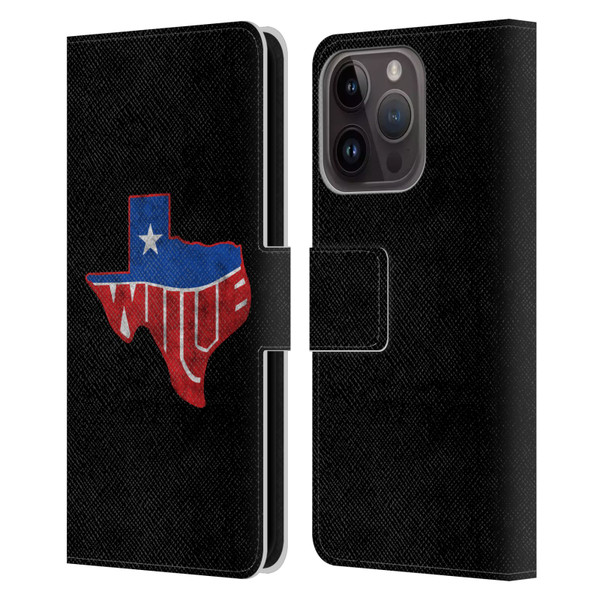 Willie Nelson Grunge Texas Leather Book Wallet Case Cover For Apple iPhone 15 Pro