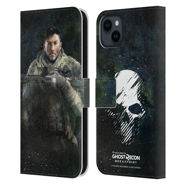 Tom Clancy's Ghost Recon Breakpoint Character Art Vasily Leather Book Wallet Case Cover For Apple iPhone 15 Plus