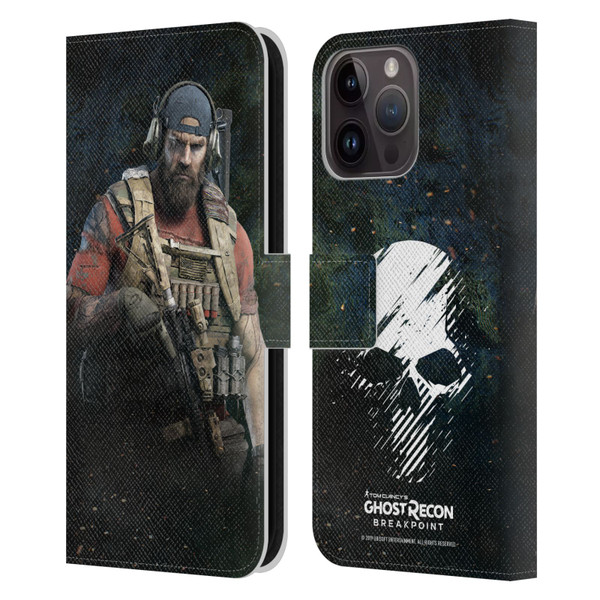 Tom Clancy's Ghost Recon Breakpoint Character Art Nomad Leather Book Wallet Case Cover For Apple iPhone 15 Pro Max