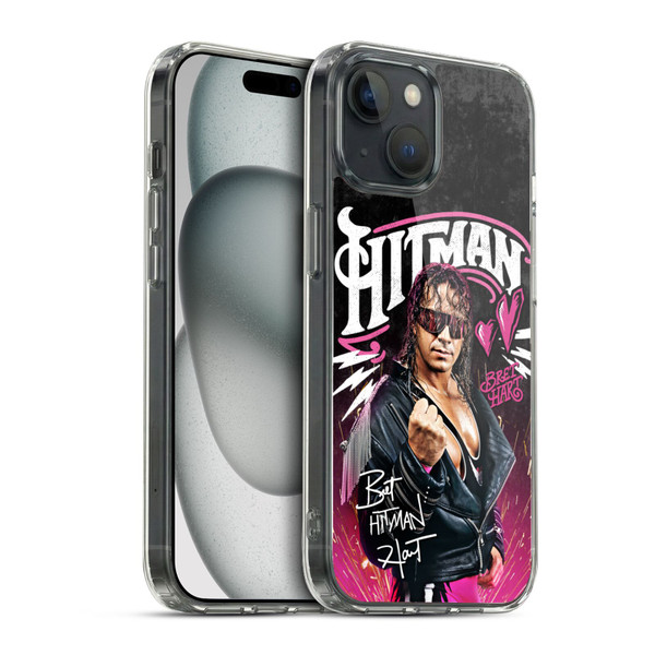 WWE Bret Hart Hitman Graphics Soft Gel Case for Apple iPhone 15 & MagSafe