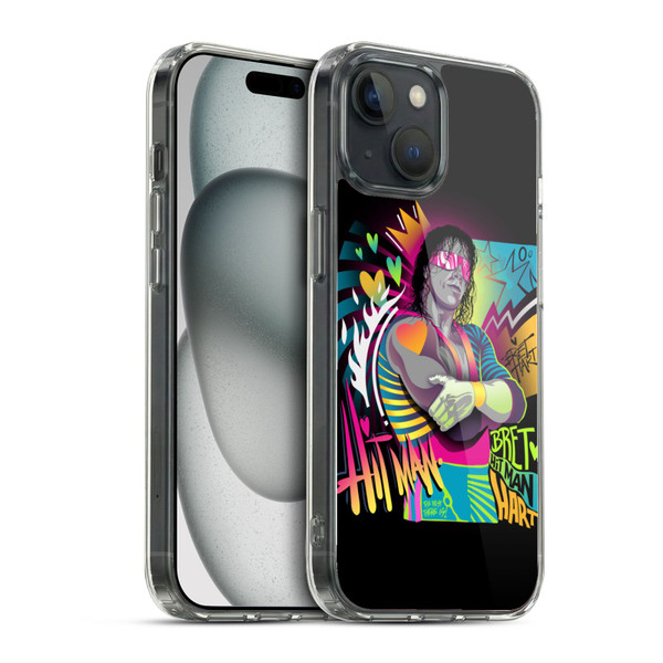 WWE Bret Hart Neon Art Soft Gel Case for Apple iPhone 15 & MagSafe