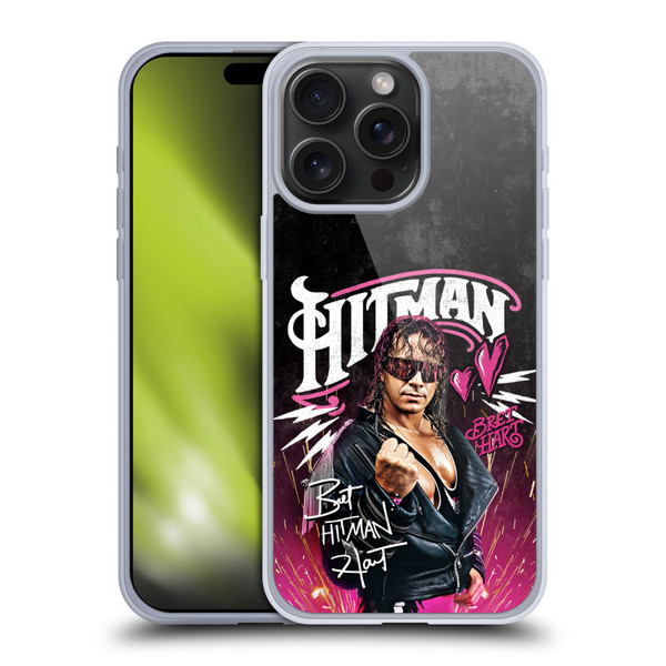 WWE Bret Hart Hitman Graphics Soft Gel Case for Apple iPhone 15 Pro Max