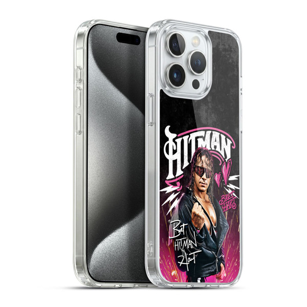 WWE Bret Hart Hitman Graphics Soft Gel Case for Apple iPhone 15 Pro Max & MagSafe
