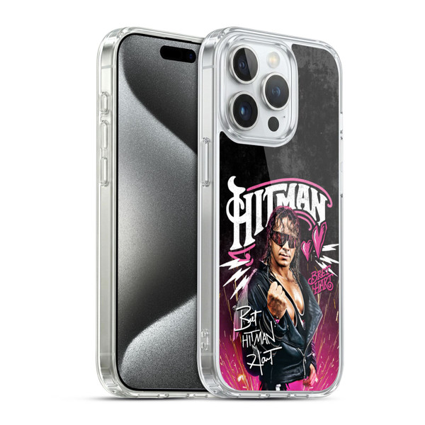 WWE Bret Hart Hitman Graphics Soft Gel Case for Apple iPhone 15 Pro & MagSafe