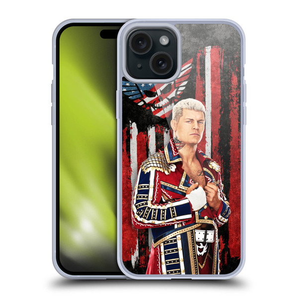 WWE Cody Rhodes American Nightmare Flag Soft Gel Case for Apple iPhone 15 Plus & MagSafe