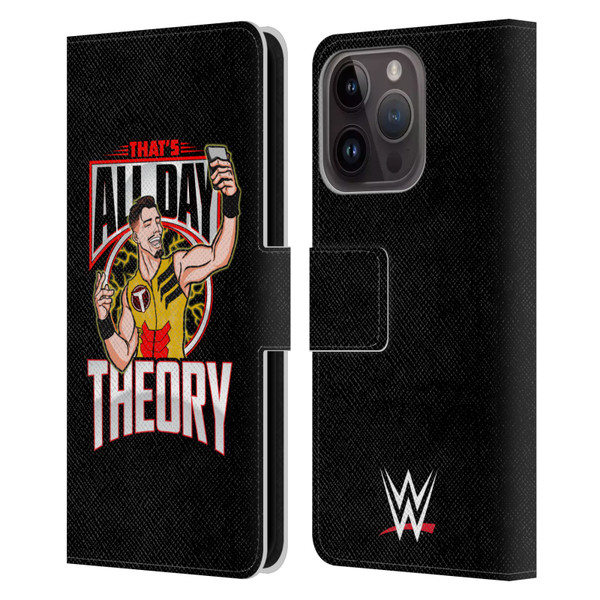 WWE Austin Theory All Day Theory Leather Book Wallet Case Cover For Apple iPhone 15 Pro