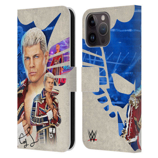 WWE Cody Rhodes Superstar Graphics Leather Book Wallet Case Cover For Apple iPhone 15 Pro Max