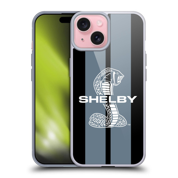 Shelby Car Graphics Gray Soft Gel Case for Apple iPhone 15 & MagSafe