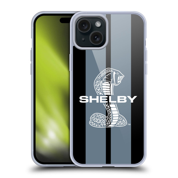 Shelby Car Graphics Gray Soft Gel Case for Apple iPhone 15 Plus & MagSafe
