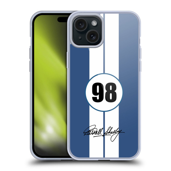 Shelby Car Graphics 1965 427 S/C Blue Soft Gel Case for Apple iPhone 15 Plus & MagSafe