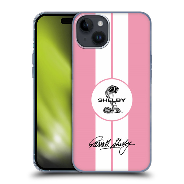 Shelby Car Graphics 1965 427 S/C Pink Soft Gel Case for Apple iPhone 15 Plus