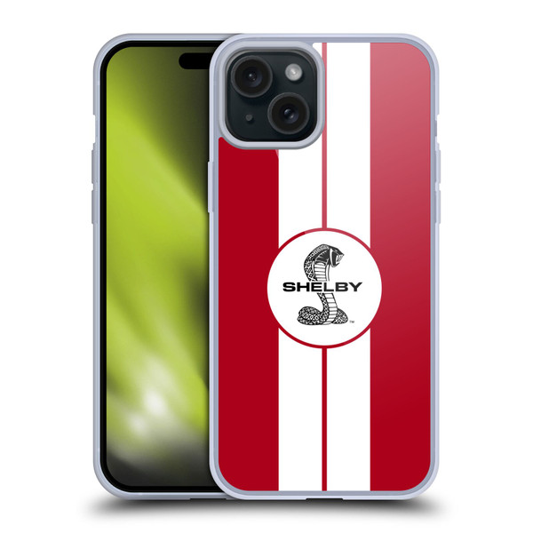 Shelby Car Graphics 1965 427 S/C Red Soft Gel Case for Apple iPhone 15 Plus