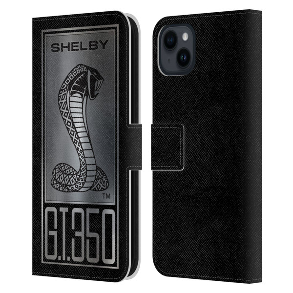 Shelby Car Graphics GT350 Leather Book Wallet Case Cover For Apple iPhone 15 Plus