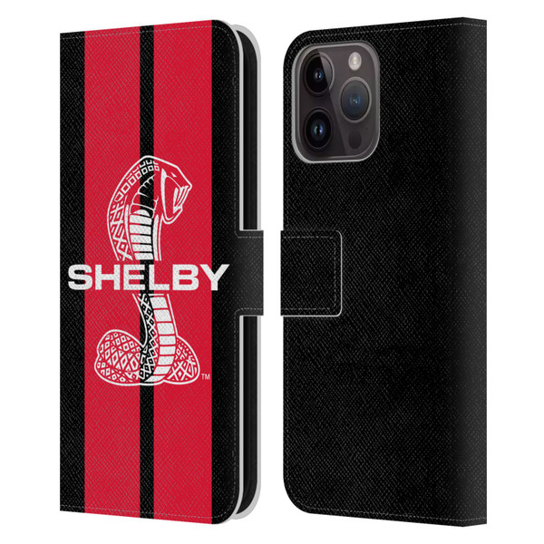 Shelby Car Graphics Red Leather Book Wallet Case Cover For Apple iPhone 15 Pro Max