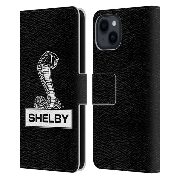 Shelby Logos Plain Leather Book Wallet Case Cover For Apple iPhone 15